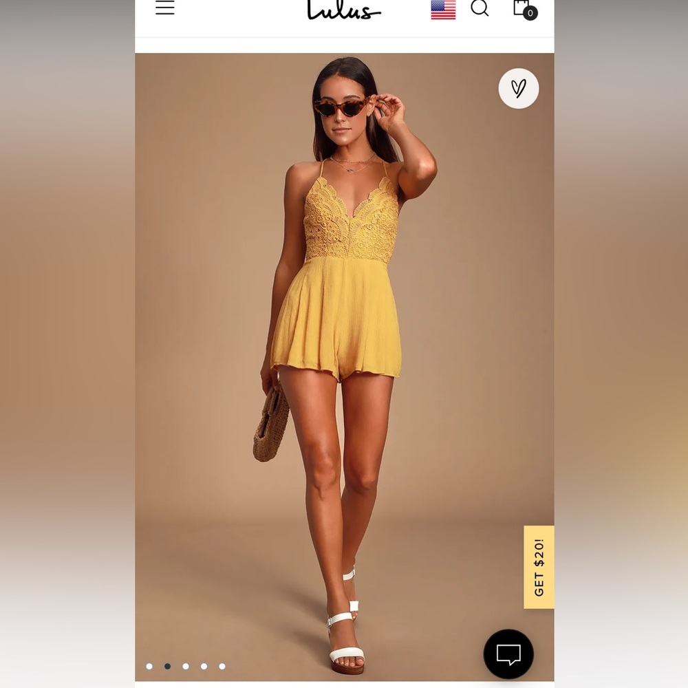 Lulus Star Spangled Romper yellow, new! Never worn